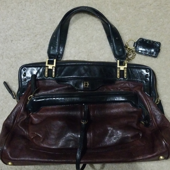 Olivia Harris handbag brown w/ black trim - Picture 2 of 7